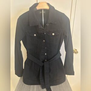 Beta House Women's Black Denim Belted Jacket